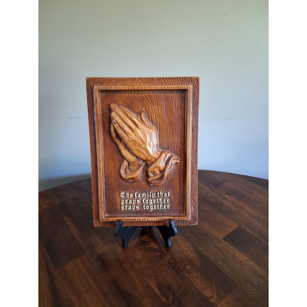 Vtg 1960s Praying Hands Syroco 3D Wall Picture The Family That Prays Together St